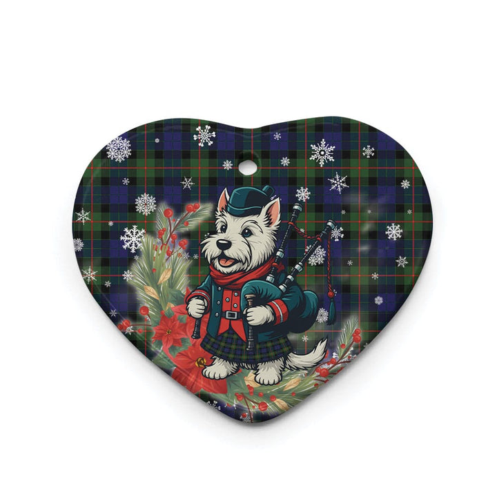 Scottish Gunn Modern Clan Tartan Ceramic Ornament Cute Scottish Terrier Dog Heart Style Tartan Plaid