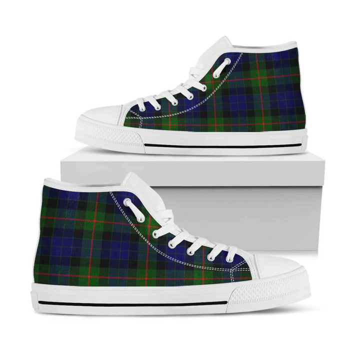Scottish Gunn Modern Clan Tartan High Top Shoes White Sole Tartan Plaid