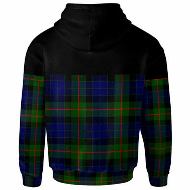 Scottish Gunn Modern Clan Tartan Hoodie - Horizontal Style Back Side Tartan Plaid