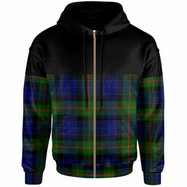 Scottish Gunn Modern Clan Tartan Hoodie - Horizontal Style Zip Tartan Plaid