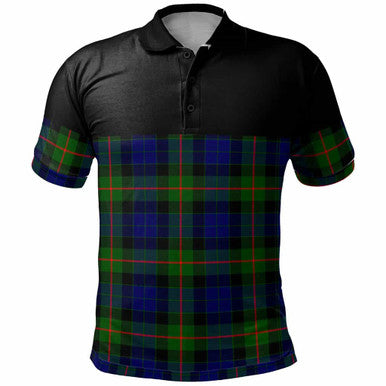 Scottish Gunn Modern Clan Tartan Polo Shirt - Horizontal Style Front Side Tartan Plaid