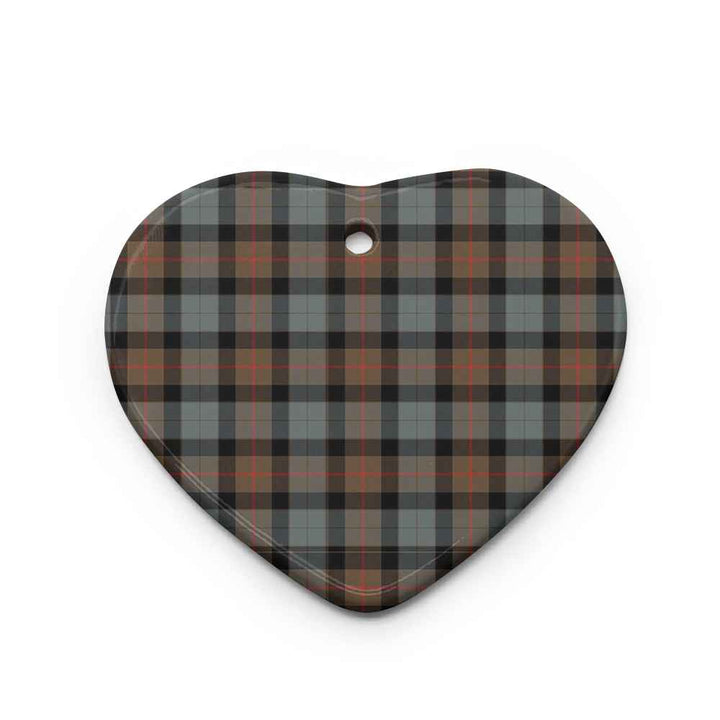 Scottish Gunn Weathered Clan Tartan Ceramic Ornament Heart Shape Tartan Plaid