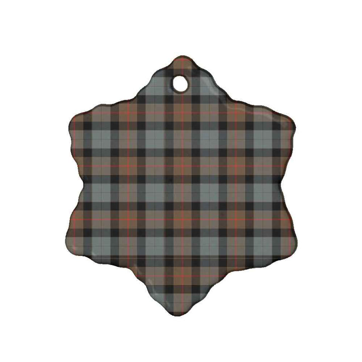 Scottish Gunn Weathered Clan Tartan Ceramic Ornament Snow Flake Shape Tartan Plaid
