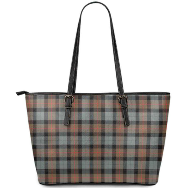 Scottish Gunn Weathered Clan Tartan Leather Tote Tartan Plaid