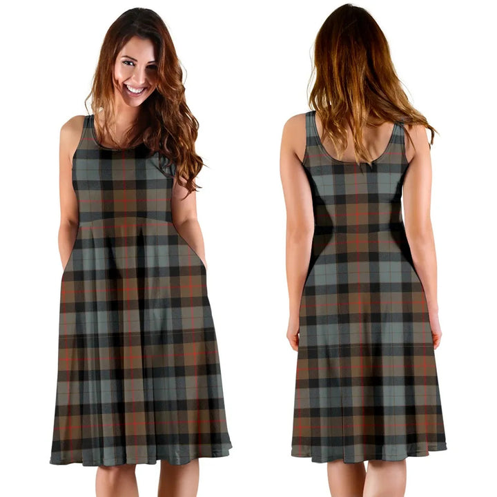 Scottish Gunn Weathered Clan Tartan Women Midi Dress