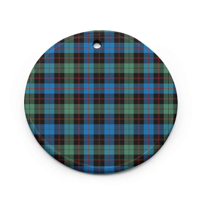 Scottish Guthrie Ancient Clan Tartan Ceramic Ornament Circle Shape Tartan Plaid