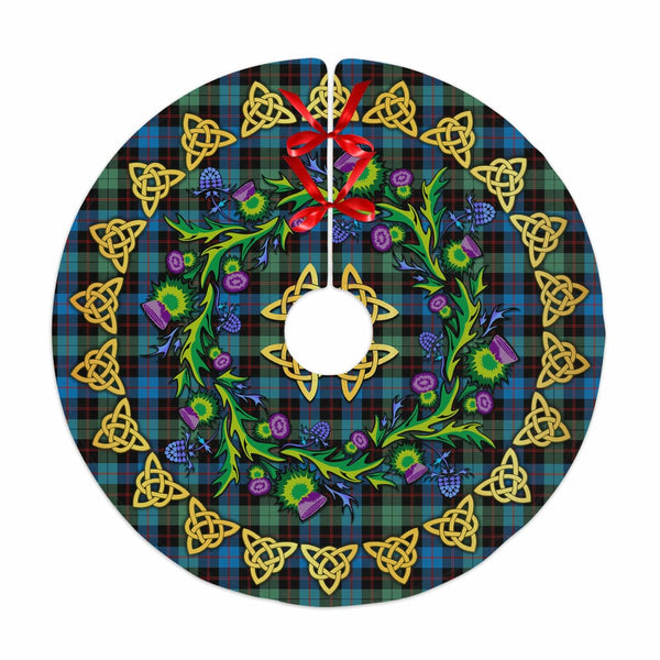 Scottish Guthrie Ancient Clan Tartan Thistle Celtic Knot Christmas Tree Skirt No Tassels Tartan Plaid 1