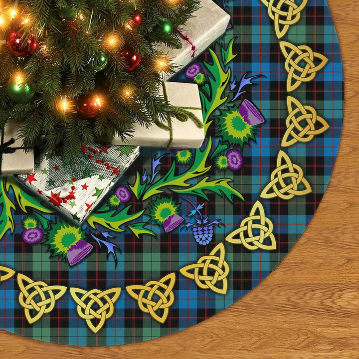 Scottish Guthrie Ancient Clan Tartan Thistle Celtic Knot Christmas Tree Skirt No Tassels Tartan Plaid 2