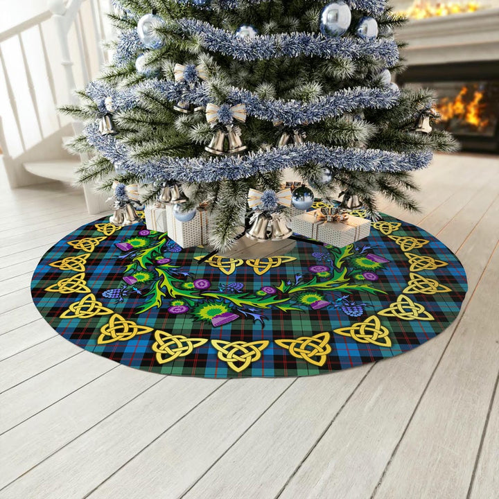 Scottish Guthrie Ancient Clan Tartan Thistle Celtic Knot Christmas Tree Skirt No Tassels Tartan Plaid 3
