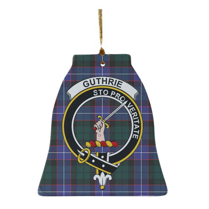 Scottish Guthrie Clan Crest Tartan Ceramic Ornament Bell Shape Tartan Plaid
