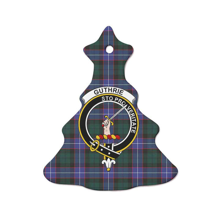 Scottish Guthrie Clan Crest Tartan Ceramic Ornament Tree Shape Tartan Plaid