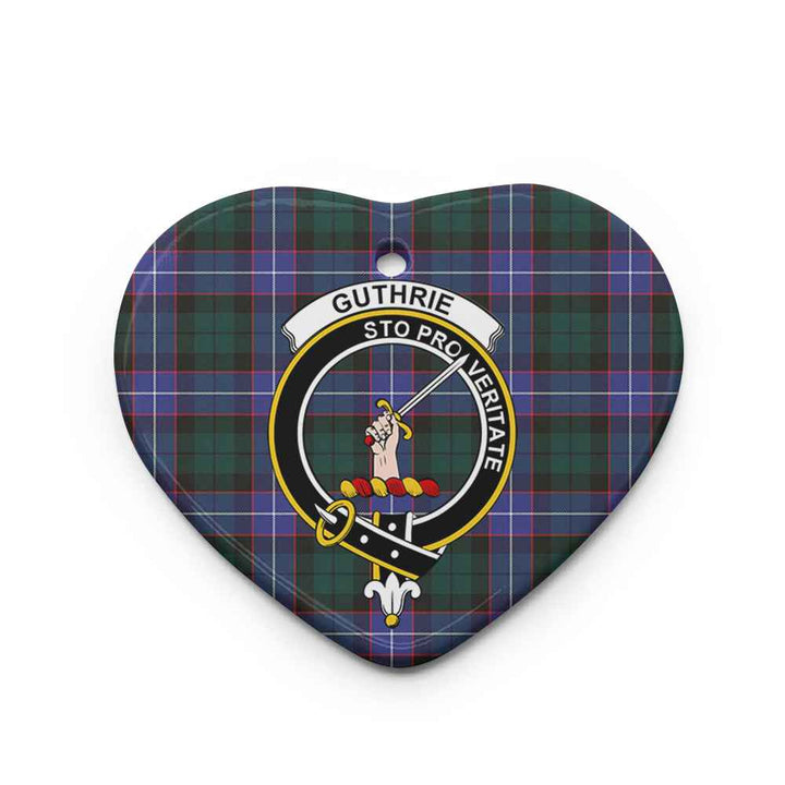 Scottish Guthrie Clan Crest Tartan Ceramic Ornament Heart Shape Tartan Plaid