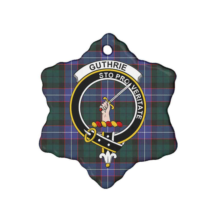 Scottish Guthrie Clan Crest Tartan Ceramic Ornament Snow Flake Shape Tartan Plaid