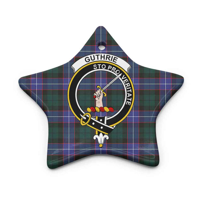 Scottish Guthrie Clan Crest Tartan Ceramic Ornament Star Shape Tartan Plaid