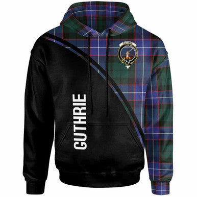Scottish Guthrie Clan Crest Tartan Curve Hoodie Front Side Tartan Plaid