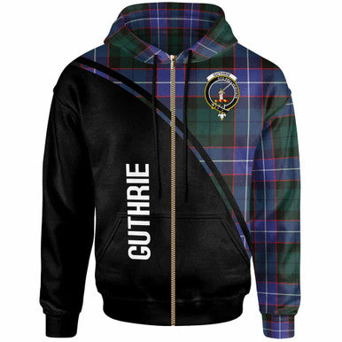 Scottish Guthrie Clan Crest Tartan Curve Hoodie Zip-up Tartan Plaid