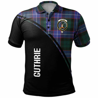 Scottish Guthrie Clan Crest Tartan Curve Polo Shirt Front Side Tartan Plaid