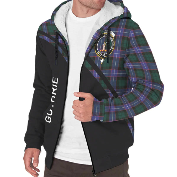 Scottish Guthrie Clan Crest Tartan Curve Sherpa Hoodie