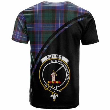 Scottish Guthrie Clan Crest Tartan Curve T-Shirt Back Side Tartan Plaid