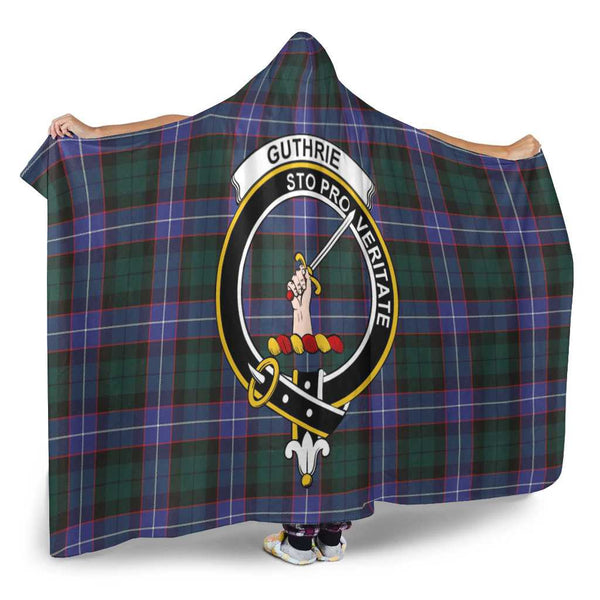 Scottish Guthrie Clan Crest Tartan Hooded Blanket Tartan Plaid 2