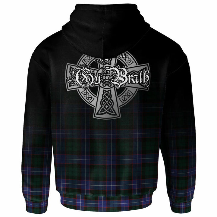Scottish Guthrie Clan Crest Tartan Hoodie - Alba Gu Brath Family Crest Celtic Inspired Back Side Tartan Plaid