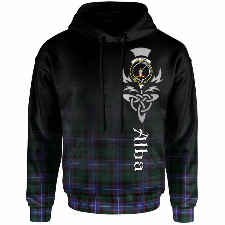 Scottish Guthrie Clan Crest Tartan Hoodie - Alba Gu Brath Family Crest Celtic Inspired Front Side Tartan Plaid