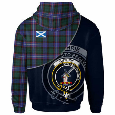 Scottish Guthrie Clan Crest Tartan Hoodie - Bend Style Back Side Tartan Plaid