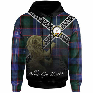 Scottish Guthrie Clan Crest Tartan Hoodie - Scotland Lion Front Side Tartan Plaid