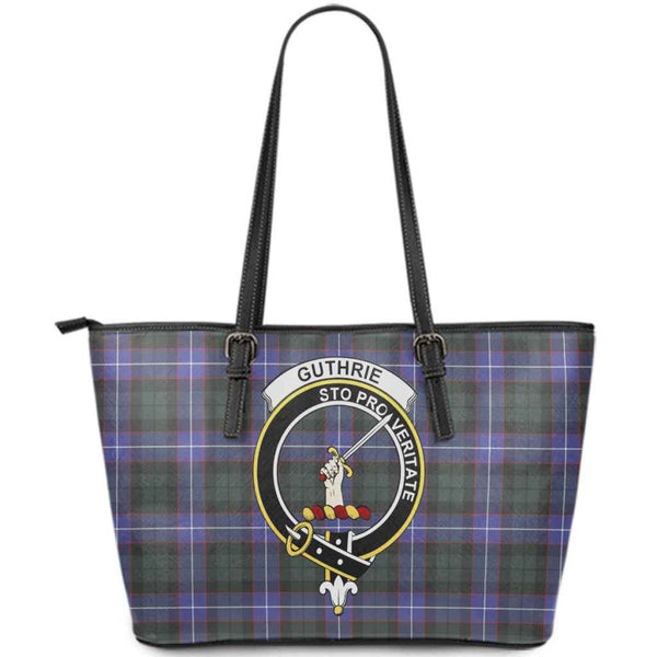 Scottish Guthrie Clan Crest Tartan Leather Tote Tartan Plaid