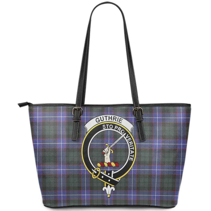 Scottish Guthrie Clan Crest Tartan Leather Tote Tartan Plaid