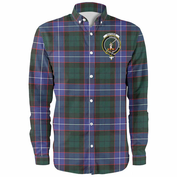 Scottish Guthrie Clan Crest Tartan Long Sleeve Shirt Front Side Tartan Plaid