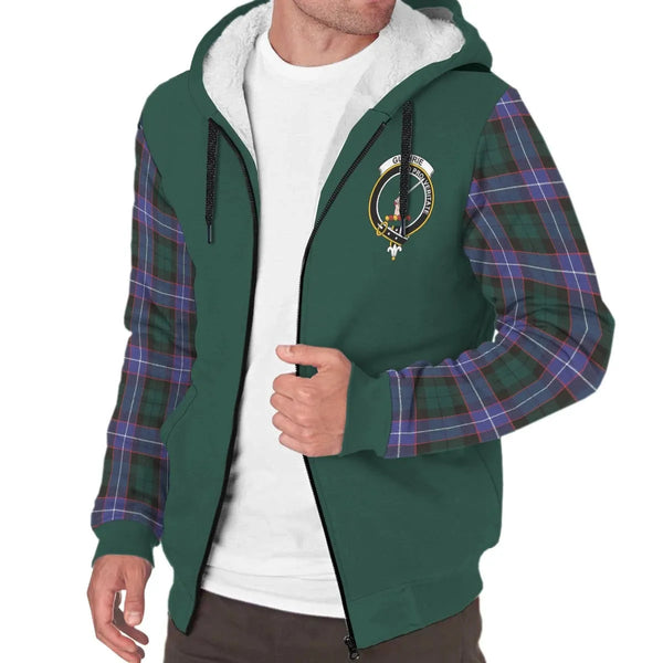 Scottish Guthrie Clan Crest Tartan Plaid Sleeve Sherpa Hoodie