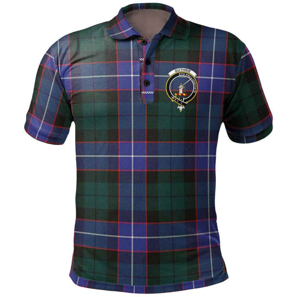 Scottish Guthrie Clan Crest Tartan Polo Shirt Front Side Tartan Plaid
