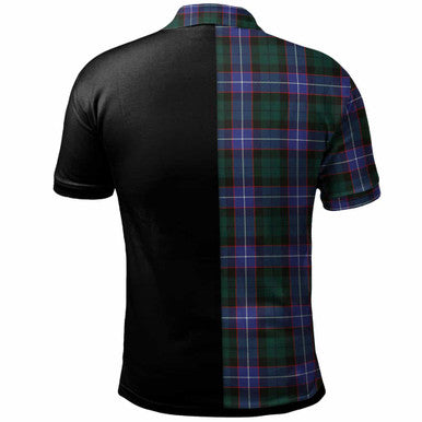 Scottish Guthrie Clan Crest Tartan Polo Shirt - Half in Me Back Side Tartan Plaid