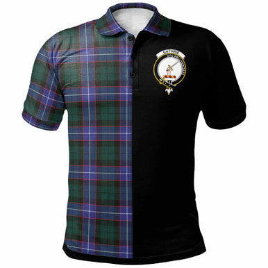 Scottish Guthrie Clan Crest Tartan Polo Shirt - Half in Me Front Side Tartan Plaid