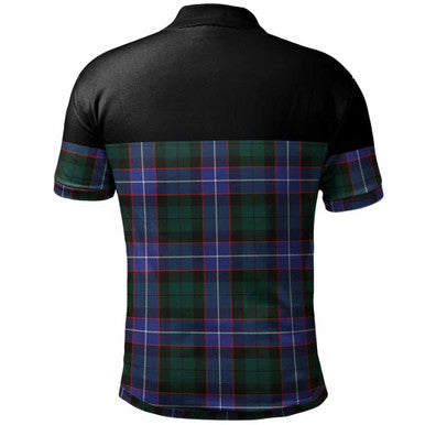 Scottish Guthrie Clan Crest Tartan Polo Shirt - Horizontal Style Back Side Tartan Plaid