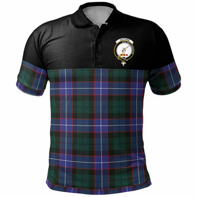 Scottish Guthrie Clan Crest Tartan Polo Shirt - Horizontal Style Front Side Tartan Plaid