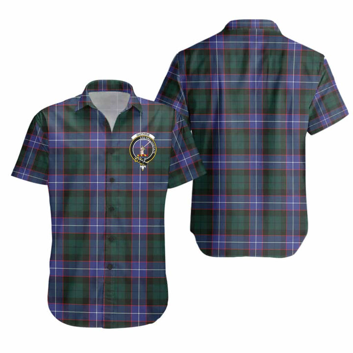 Scottish Guthrie Clan Crest Tartan Short Sleeve Shirt Tartan Plaid
