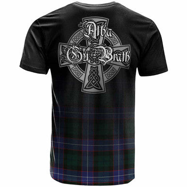 Scottish Guthrie Clan Crest Tartan T-Shirt - Alba Gu Brath Family Crest Celtic Inspired Back Side Tartan Plaid