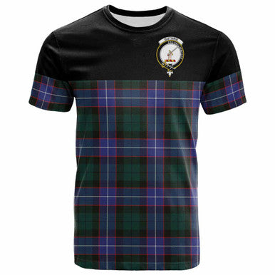 Scottish Guthrie Clan Crest Tartan T-Shirt - Horizontal Style Front Side Tartan Plaid