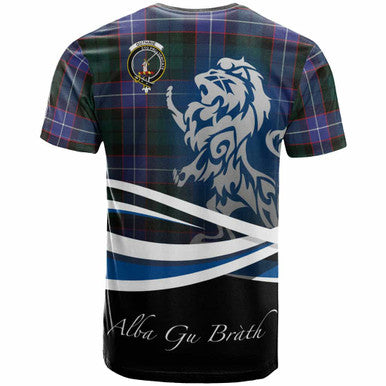 Scottish Guthrie Clan Crest Tartan T-Shirt - Scotland Lion Back Side Tartan Plaid