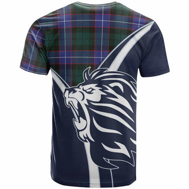 Scottish Guthrie Clan Crest Tartan T-Shirt - Scottish Flag With Lion Back Side Tartan Plaid