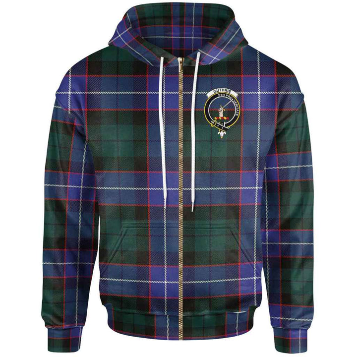 Scottish Guthrie Clan Crest Tartan Hoodie Zip Tartan Plaid