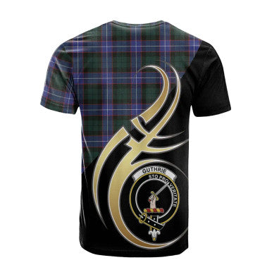 Scottish Guthrie Modern Clan Crest Tartan T-Shirt Believe in Me Back Side Tartan Plaid