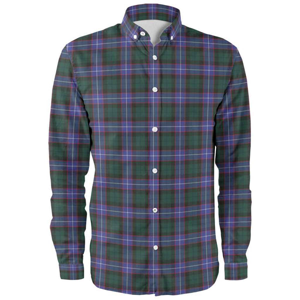 Scottish Guthrie Modern Clan Tartan Long Sleeve Shirt Front Side Tartan Plaid