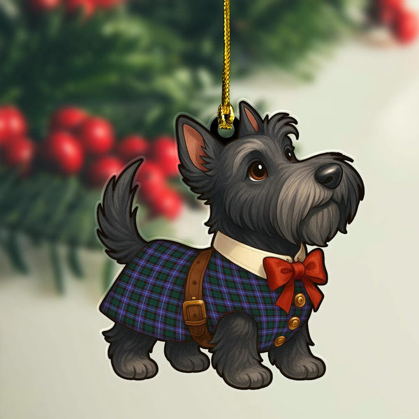 Scottish Guthrie Modern Clan Tartan Ornament Scottie Dog Tartan Plaid