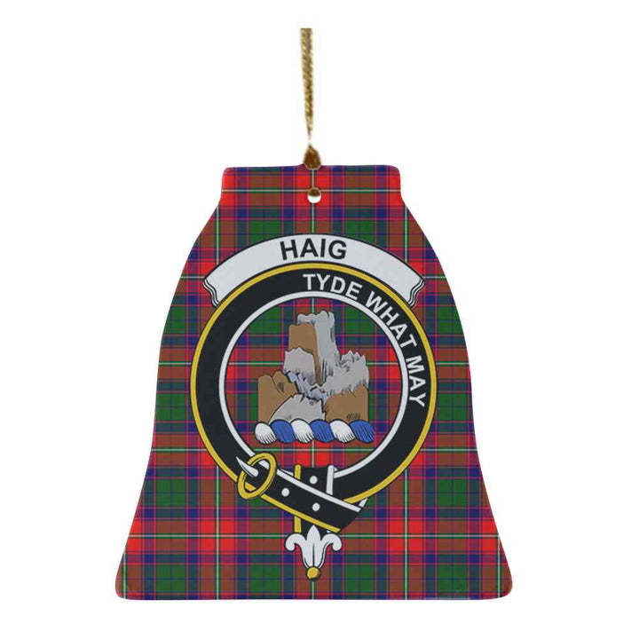 Scottish Haig Clan Crest Tartan Ceramic Ornament Bell Shape Tartan Plaid