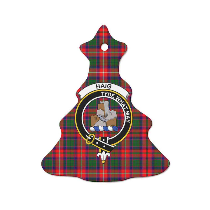 Scottish Haig Clan Crest Tartan Ceramic Ornament Tree Shape Tartan Plaid