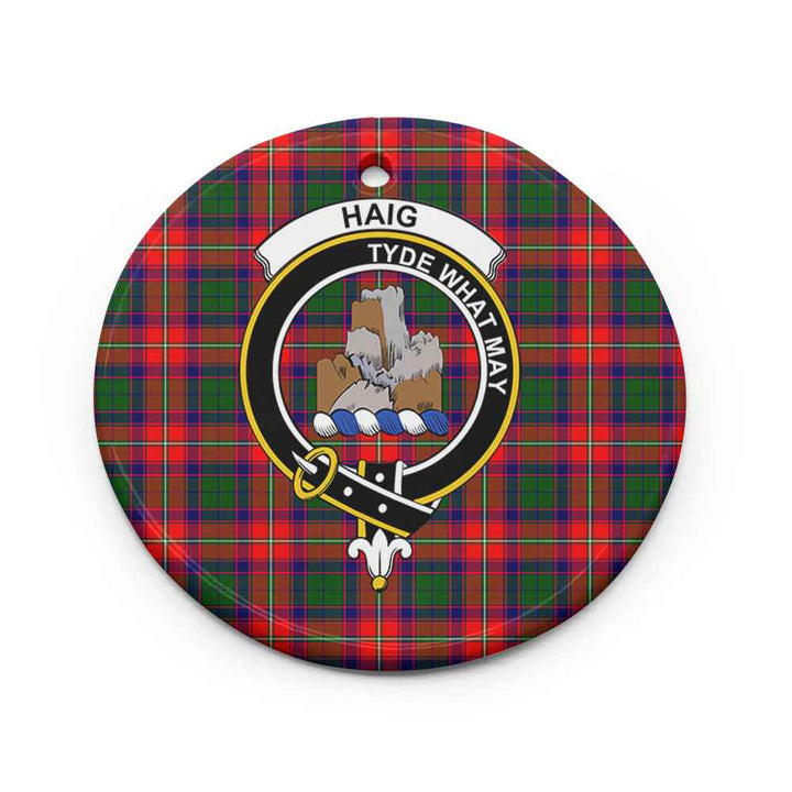 Scottish Haig Clan Crest Tartan Ceramic Ornament Circle Shape Tartan Plaid