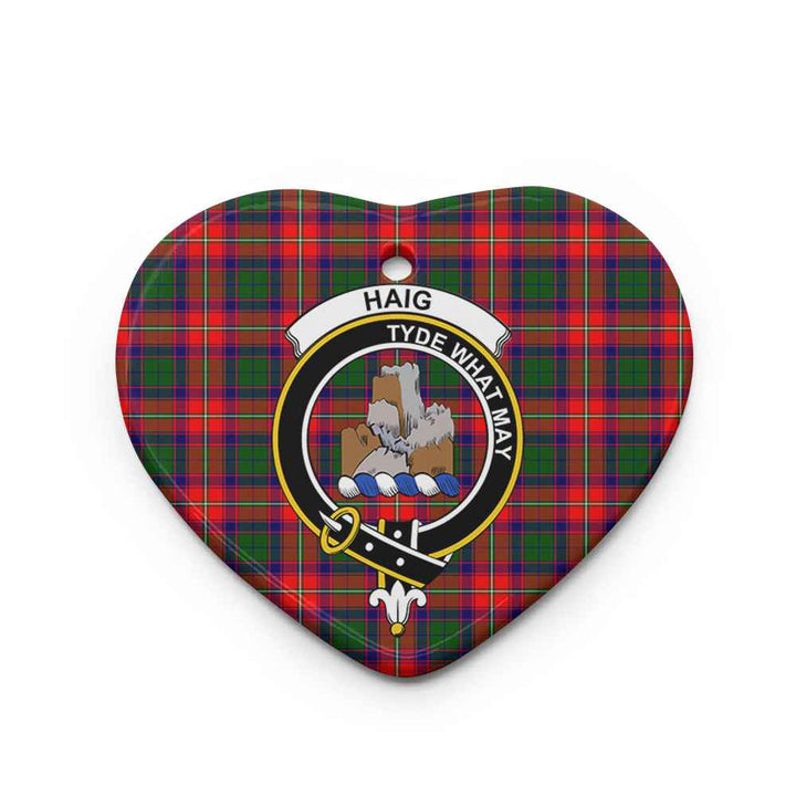 Scottish Haig Clan Crest Tartan Ceramic Ornament Heart Shape Tartan Plaid